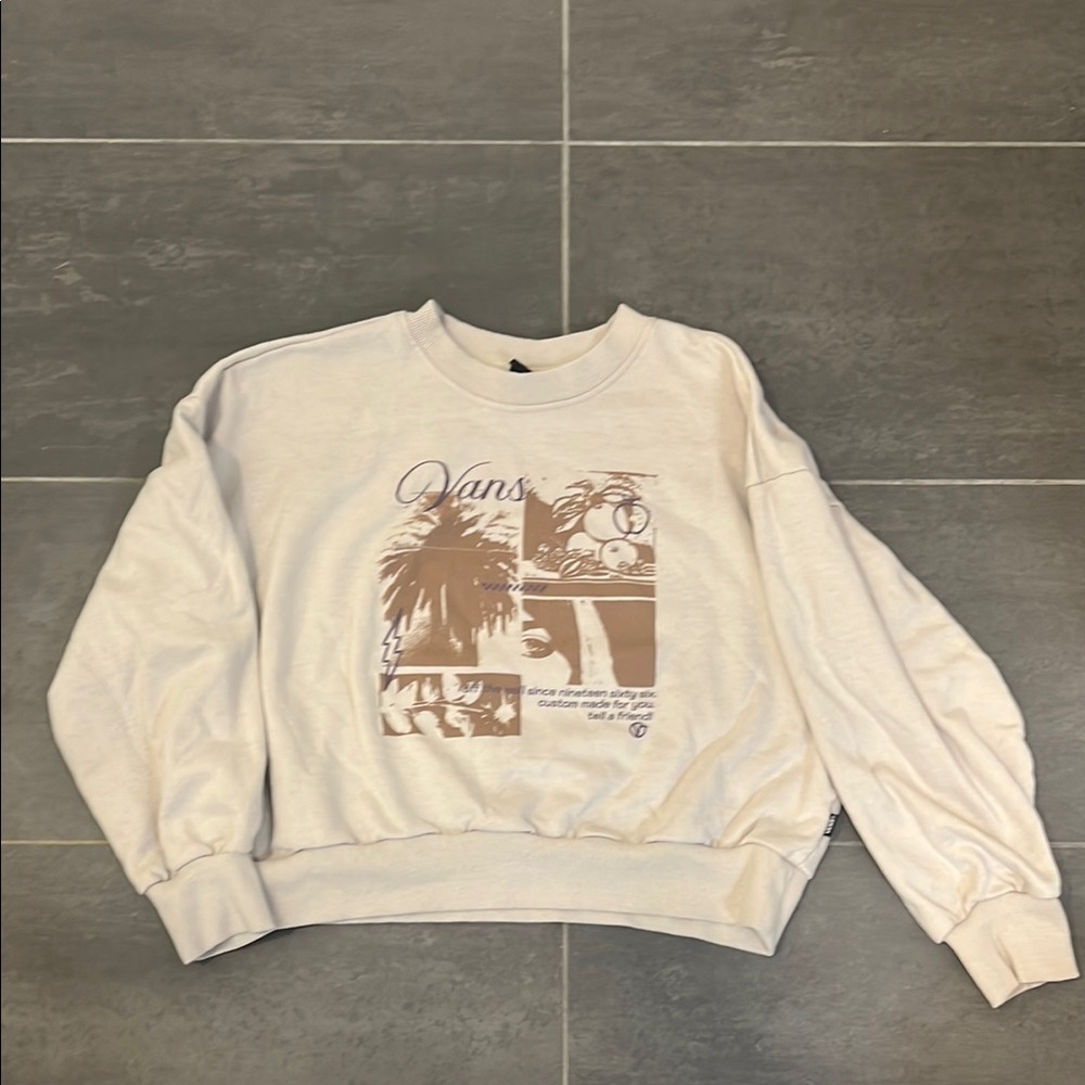Vans Cream Crewneck Sweater Casual Comfort